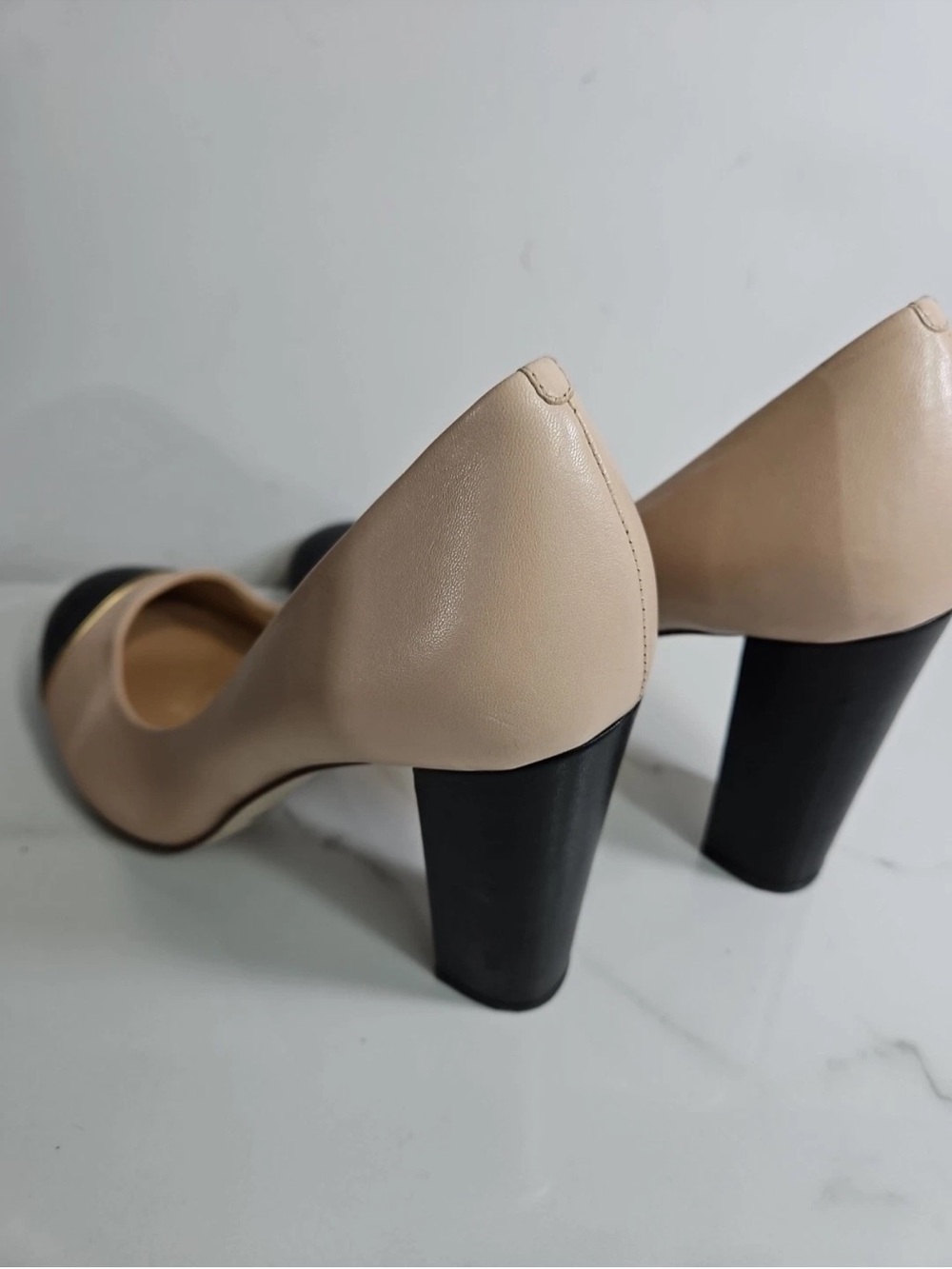 J. Crew Two-Tone Block Heel Pumps in Beige and Black - Picture 4 of 10